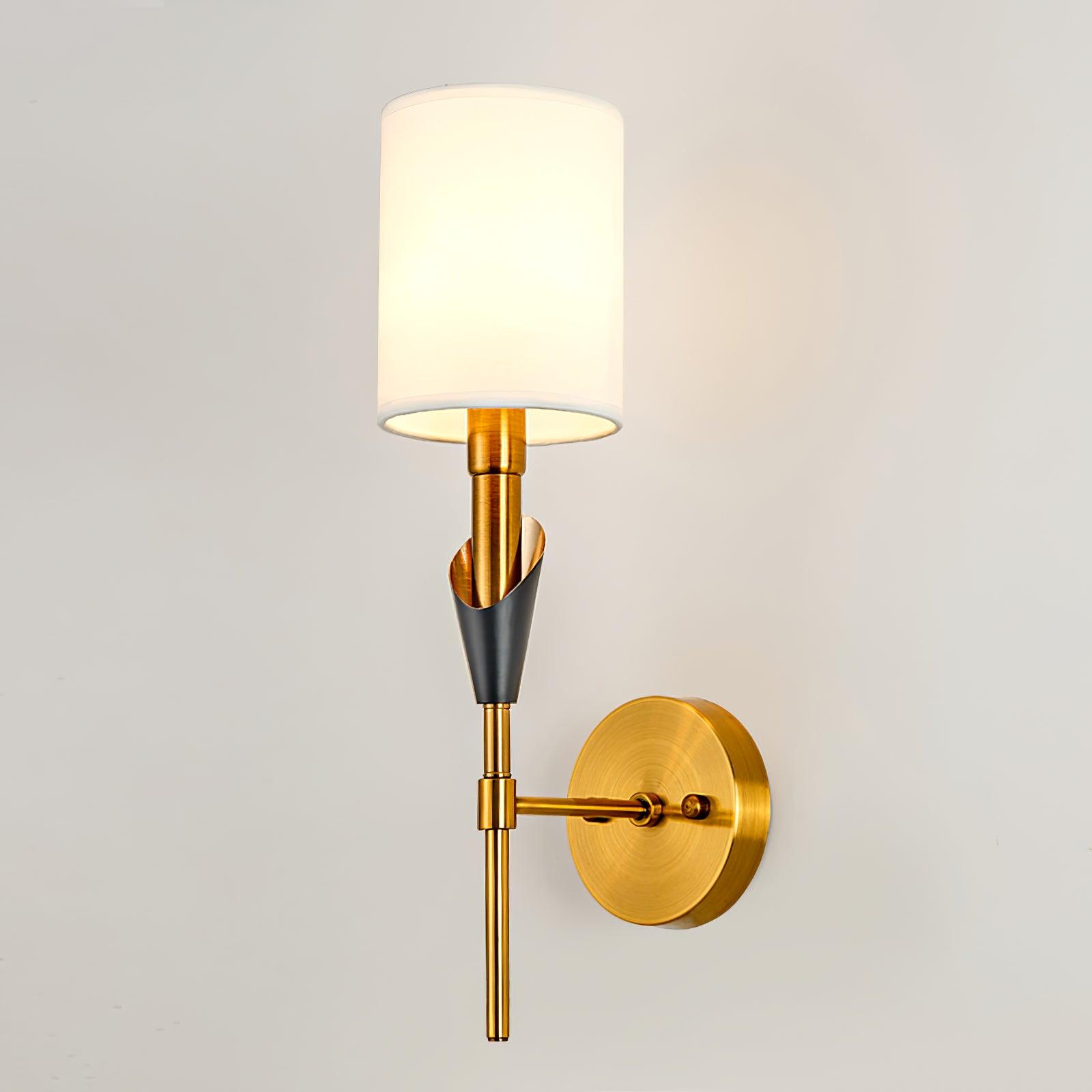 Elegant Tate Metal Wall Sconce with White Fabric Shade for Modern Bedrooms and Hallways