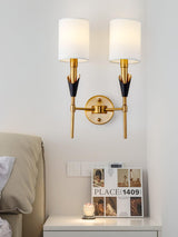 Elegant Tate Metal Wall Sconce with White Fabric Shade for Modern Bedrooms and Hallways