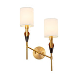 Elegant Tate Metal Wall Sconce with White Fabric Shade for Modern Bedrooms and Hallways