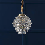 Elegant Tiered Crystal Chandelier Brass Droplight Fixture for Dining Room