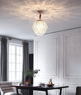 Elegant Tiered Crystal Chandelier Brass Droplight Fixture for Dining Room