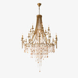 Elegant Tiered Shell Crystal Chandelier Copper Finish Multi Head Ceiling Light