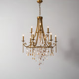 Elegant Tiered Shell Crystal Chandelier Copper Finish Multi Head Ceiling Light
