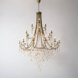 Elegant Tiered Shell Crystal Chandelier Copper Finish Multi Head Ceiling Light