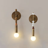 Elegant Toam Natural Marble Wall Lamp Pair with Antique Brass Metal Accents for Indoor Use