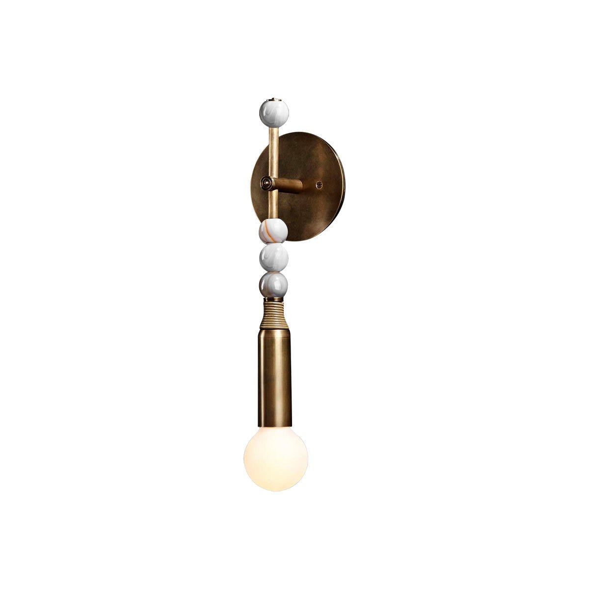 Elegant Toam Natural Marble Wall Lamp Pair with Antique Brass Metal Accents for Indoor Use
