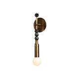 Elegant Toam Natural Marble Wall Lamp Pair with Antique Brass Metal Accents for Indoor Use