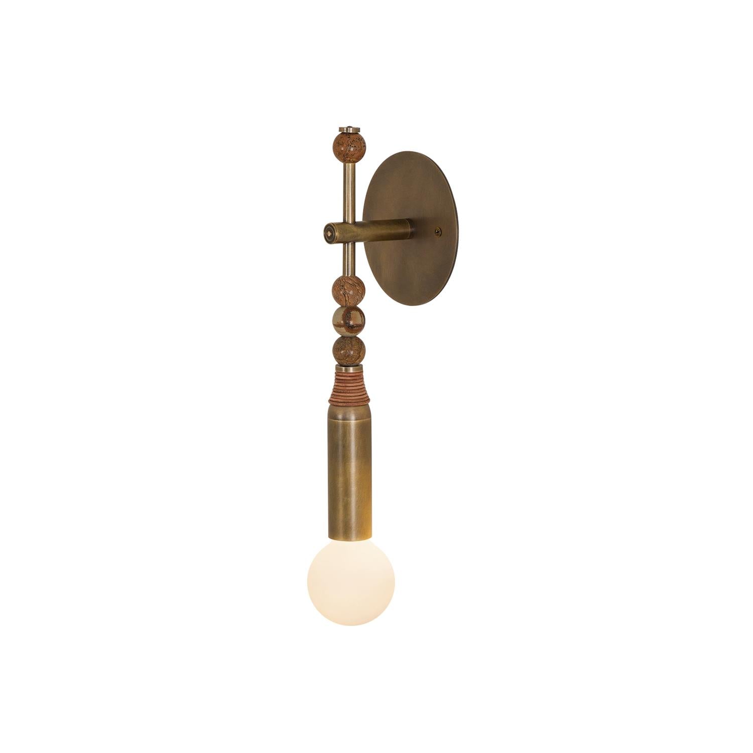 Elegant Toam Natural Marble Wall Lamp Pair with Antique Brass Metal Accents for Indoor Use