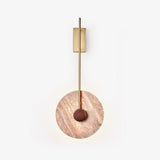 Elegant Travertine Disc LED Wall Light Natural Stone Sconce for Modern Interior