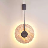 Elegant Travertine Disc LED Wall Light Natural Stone Sconce for Modern Interior