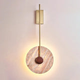 Elegant Travertine Disc LED Wall Light Natural Stone Sconce for Modern Interior