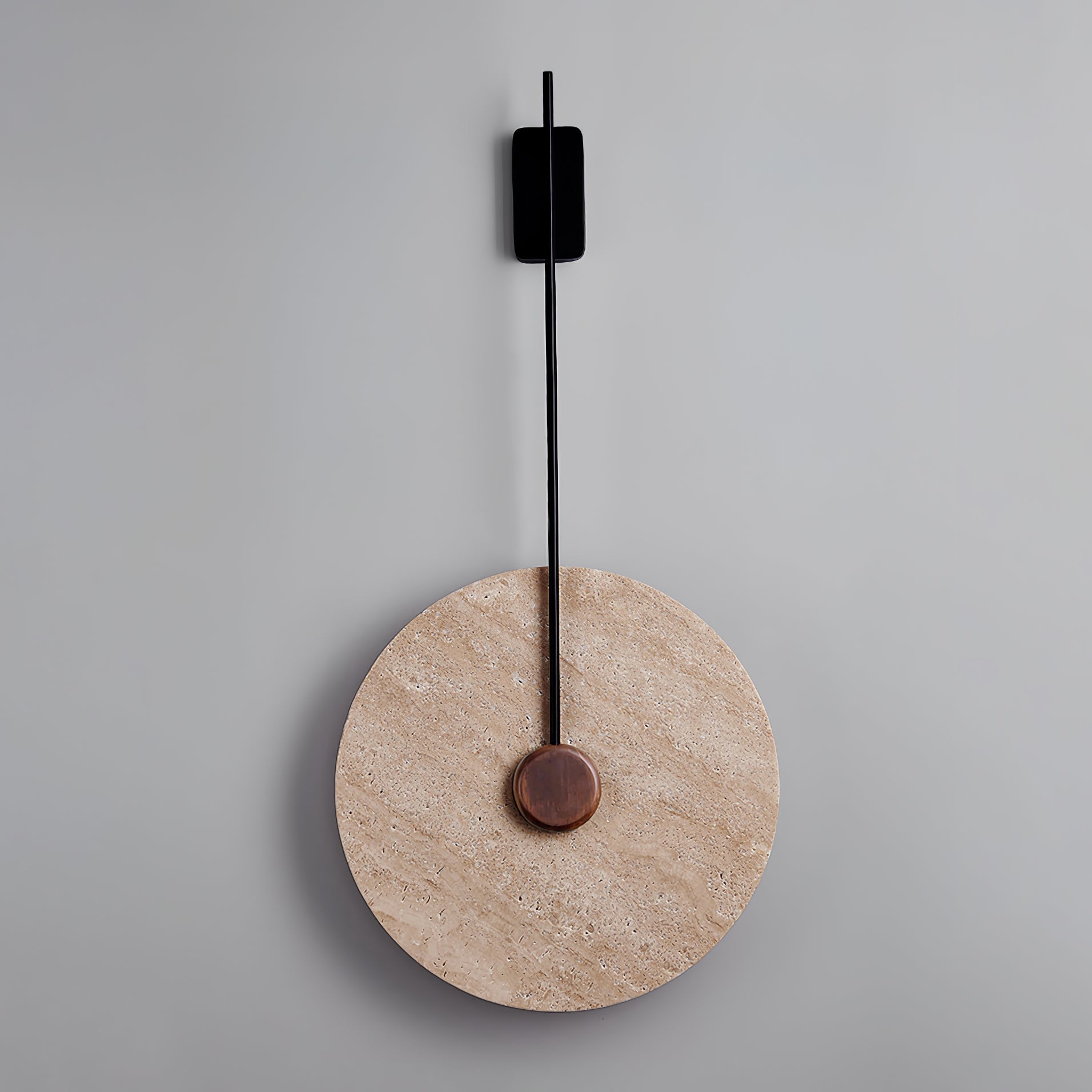 Elegant Travertine Disc LED Wall Light Natural Stone Sconce for Modern Interior