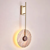 Elegant Travertine Disc LED Wall Light Natural Stone Sconce for Modern Interior