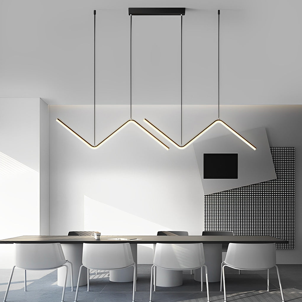 Elegant Wavy Linear LED Pendant Light 3 Step Dimming Modern Nordic Chandelier for Dining Room