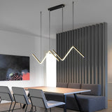 Elegant Wavy Linear LED Pendant Light 3 Step Dimming Modern Nordic Chandelier for Dining Room