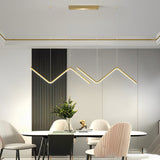 Elegant Wavy Linear LED Pendant Light 3 Step Dimming Modern Nordic Chandelier for Dining Room