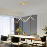 Elegant Wavy Linear LED Pendant Light 3 Step Dimming Modern Nordic Chandelier for Dining Room