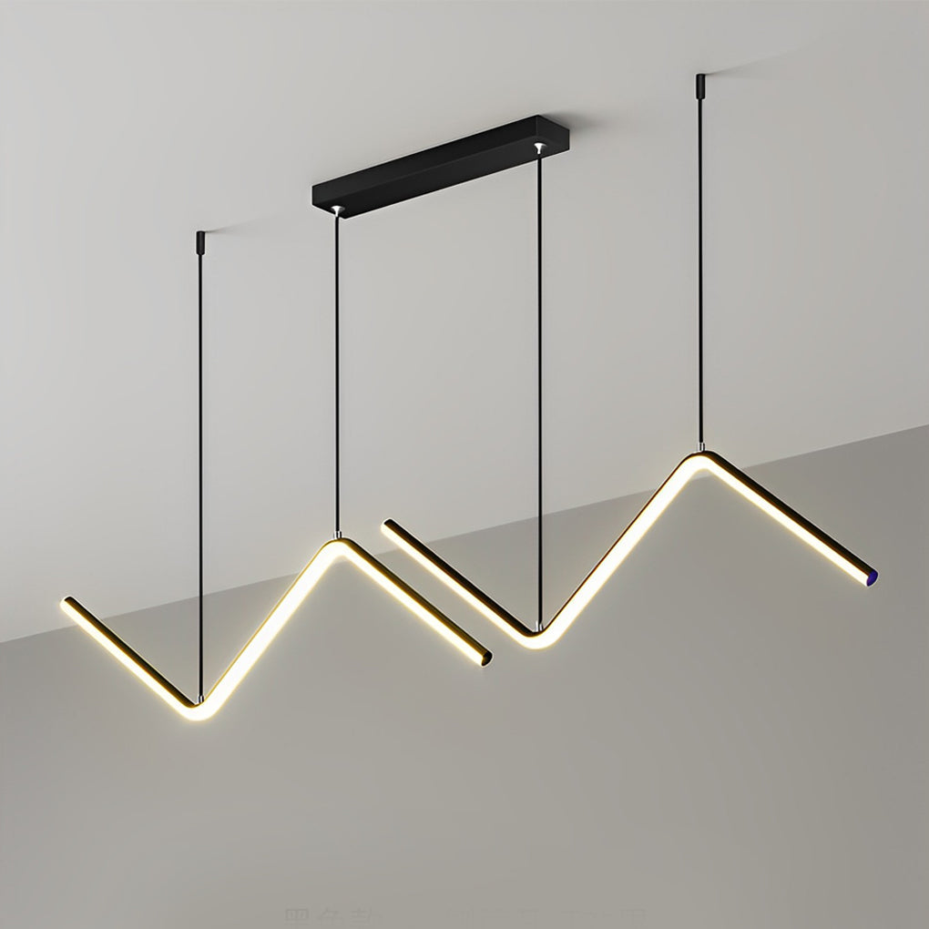 Elegant Wavy Linear LED Pendant Light 3 Step Dimming Modern Nordic Chandelier for Dining Room