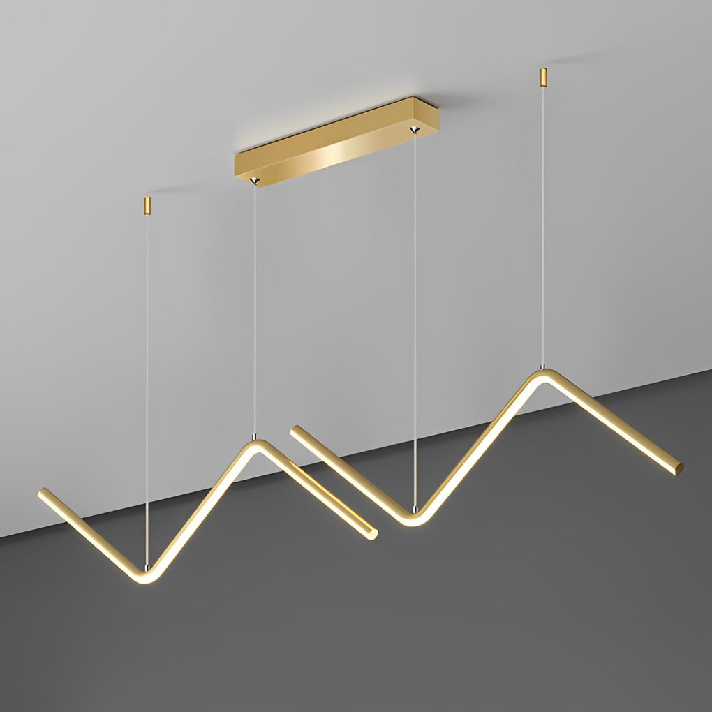 Elegant Wavy Linear LED Pendant Light 3 Step Dimming Modern Nordic Chandelier for Dining Room