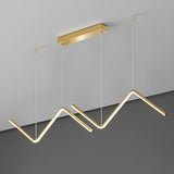 Elegant Wavy Linear LED Pendant Light 3 Step Dimming Modern Nordic Chandelier for Dining Room