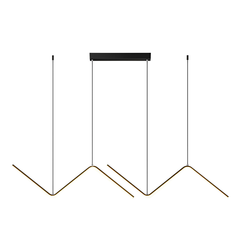 Elegant Wavy Linear LED Pendant Light 3 Step Dimming Modern Nordic Chandelier for Dining Room