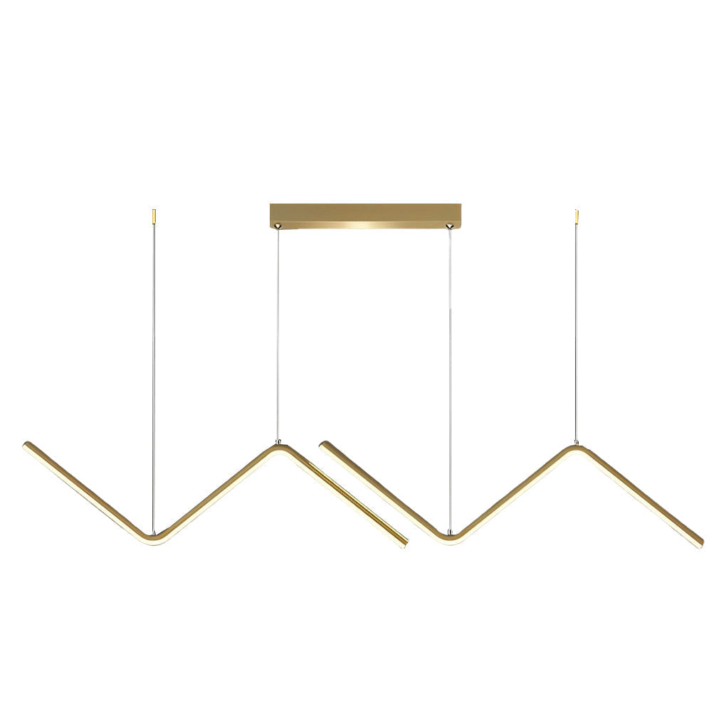 Elegant Wavy Linear LED Pendant Light 3 Step Dimming Modern Nordic Chandelier for Dining Room