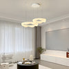 Elegant White Cream Modern LED Ring Chandelier Featuring Three Step Dimming Wavy Circle Design