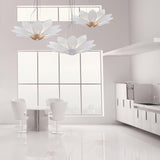 Elegant White Fabric Petal Crown Chandelier Gold Finish Modern Floral Pendant Light