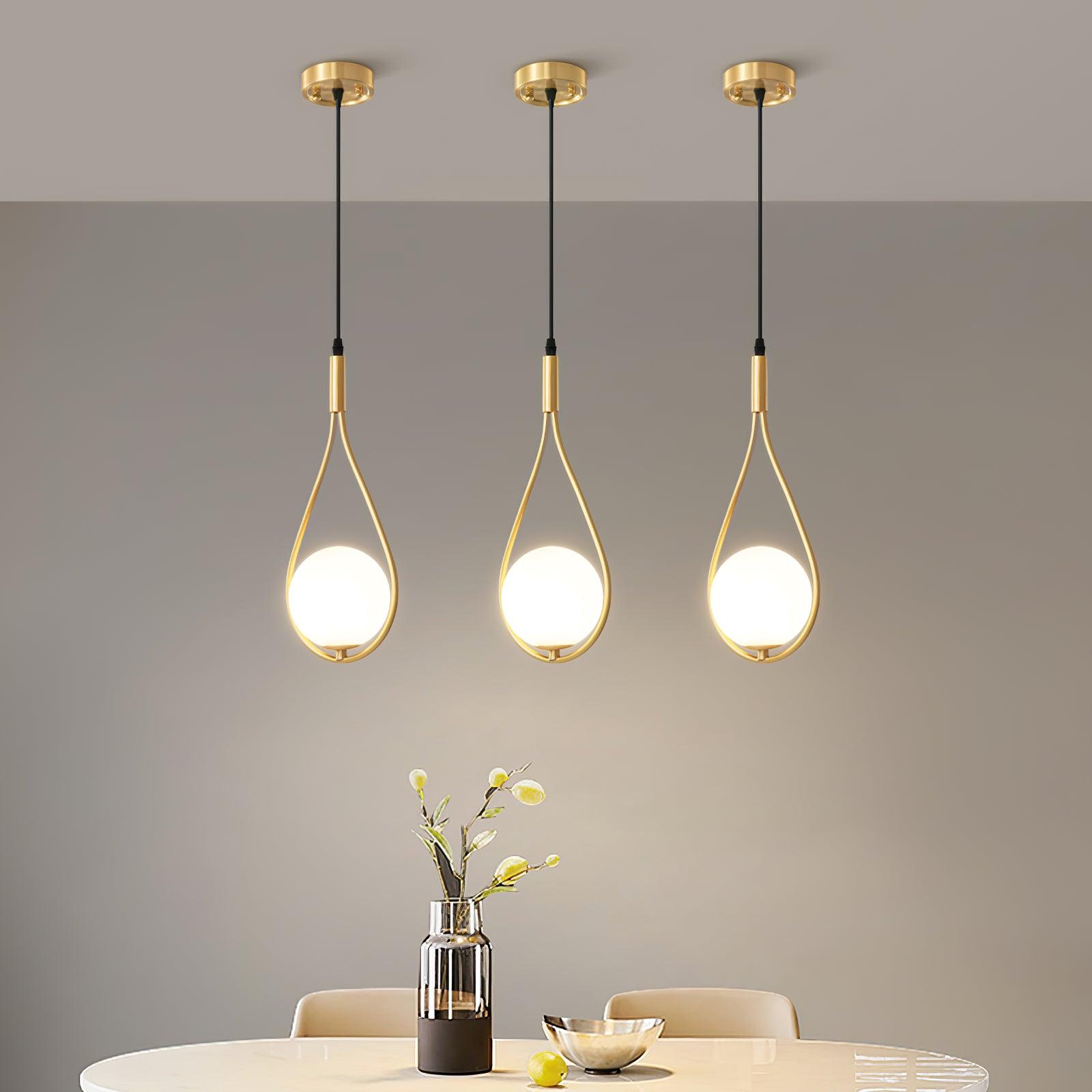 Elegant White Glass Globe Droplight Pendant Lamp for Modern Living Rooms and Dining Spaces