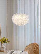 Elegant White Goose Feather Pendant Light Modern Nordic Hanging Lamp for Bedroom and Living Room