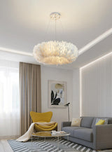 Elegant White Goose Feather Pendant Light Modern Nordic Hanging Lamp for Bedroom and Living Room