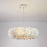 Elegant White Goose Feather Pendant Light Modern Nordic Hanging Lamp for Bedroom and Living Room