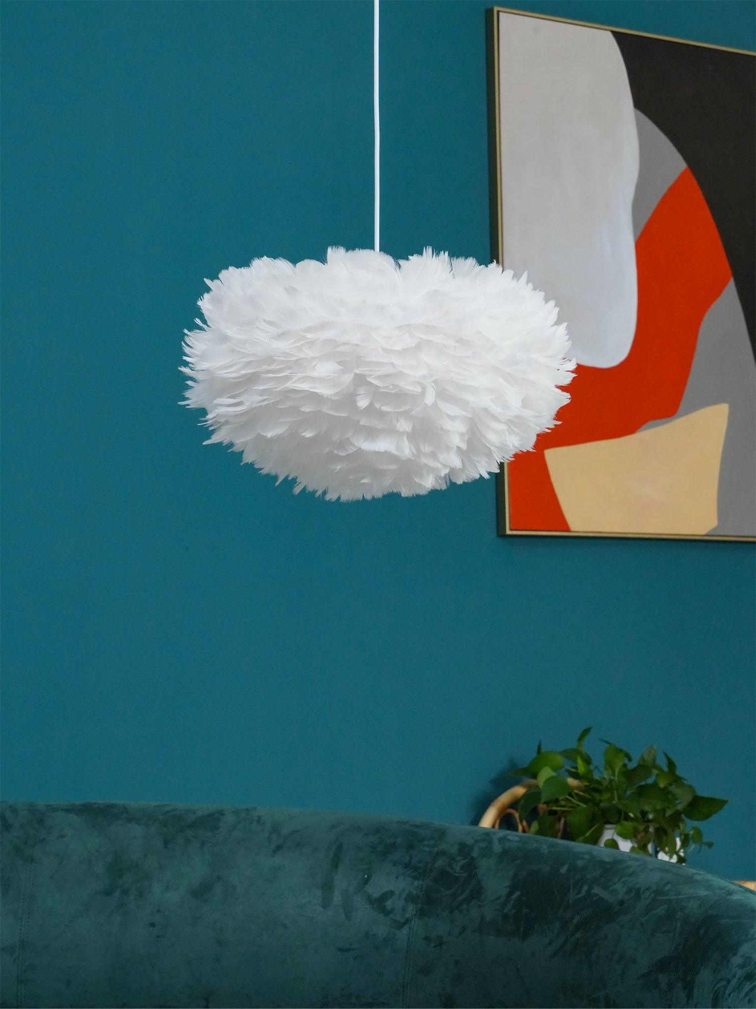 Elegant White Goose Feather Pendant Light Modern Nordic Hanging Lamp for Bedroom and Living Room