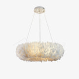 Elegant White Goose Feather Pendant Light Modern Nordic Hanging Lamp for Bedroom and Living Room
