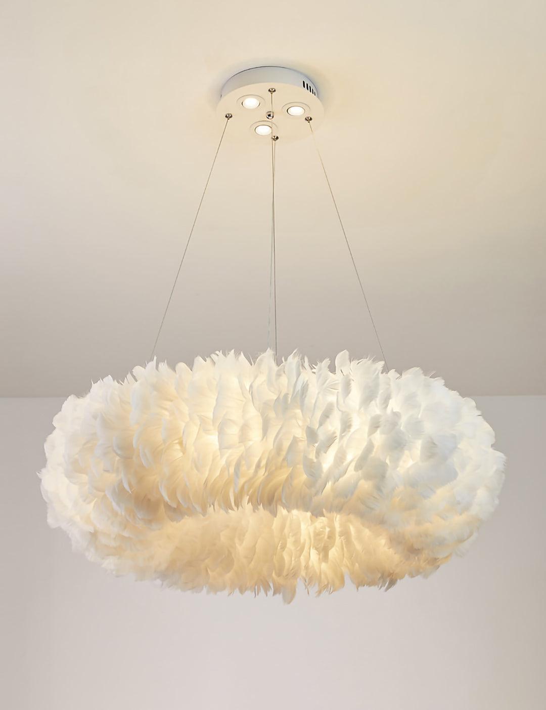 Elegant White Goose Feather Pendant Light Modern Nordic Hanging Lamp for Bedroom and Living Room