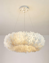 Elegant White Goose Feather Pendant Light Modern Nordic Hanging Lamp for Bedroom and Living Room