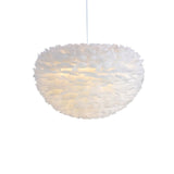 Elegant White Goose Feather Pendant Light Modern Nordic Hanging Lamp for Bedroom and Living Room