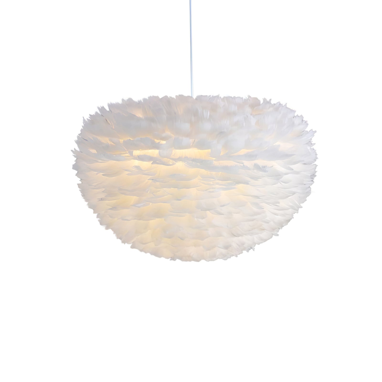 Elegant White Goose Feather Pendant Light Modern Nordic Hanging Lamp for Bedroom and Living Room