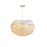 Elegant White Goose Feather Pendant Light Modern Nordic Hanging Lamp for Bedroom and Living Room