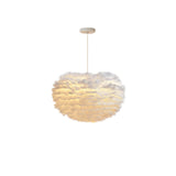 Elegant White Goose Feather Pendant Light Modern Nordic Hanging Lamp for Bedroom and Living Room