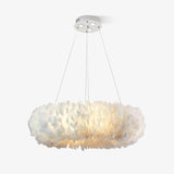 Elegant White Goose Feather Pendant Light Modern Nordic Hanging Lamp for Bedroom and Living Room