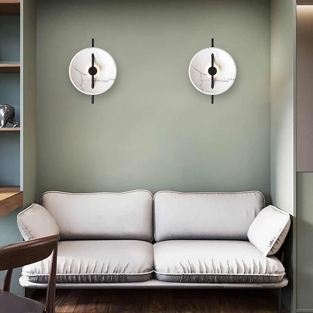 Elegant White Marble LED Wall Lamp Modern Circular Sconce for Bedroom Lighting