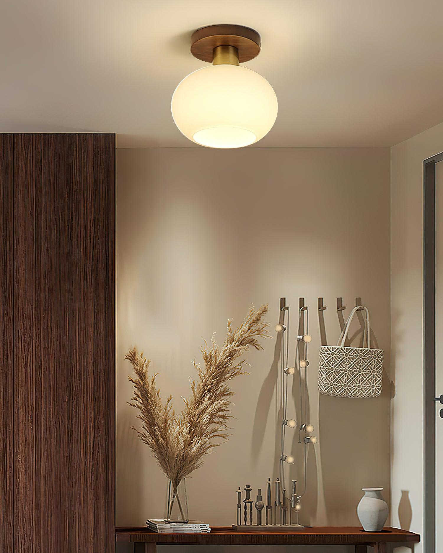 elegant-white-shell-ceiling-lamp-with-black-walnut-wood-base-and-copper-accents