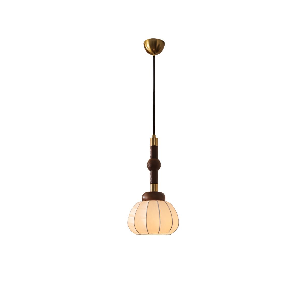 Elegant White Silk Globe Pendant Lighting with Walnut Oak and Metal Accents for Modern Homes