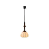 Elegant White Silk Globe Pendant Lighting with Walnut Oak and Metal Accents for Modern Homes