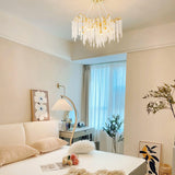 Elegant Wisteria Crystal Flower Branch Chandelier Gold G9 LED Ceiling Light Fixture