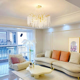 Elegant Wisteria Crystal Flower Branch Chandelier Gold G9 LED Ceiling Light Fixture