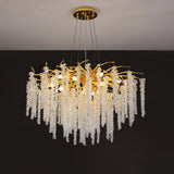 Elegant Wisteria Crystal Flower Branch Chandelier Gold G9 LED Ceiling Light Fixture