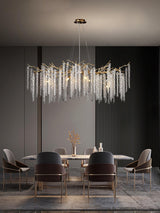 Elegant Wisteria Crystal Flower Branch Chandelier Gold G9 LED Ceiling Light Fixture
