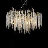 Elegant Wisteria Crystal Flower Branch Chandelier Gold G9 LED Ceiling Light Fixture
